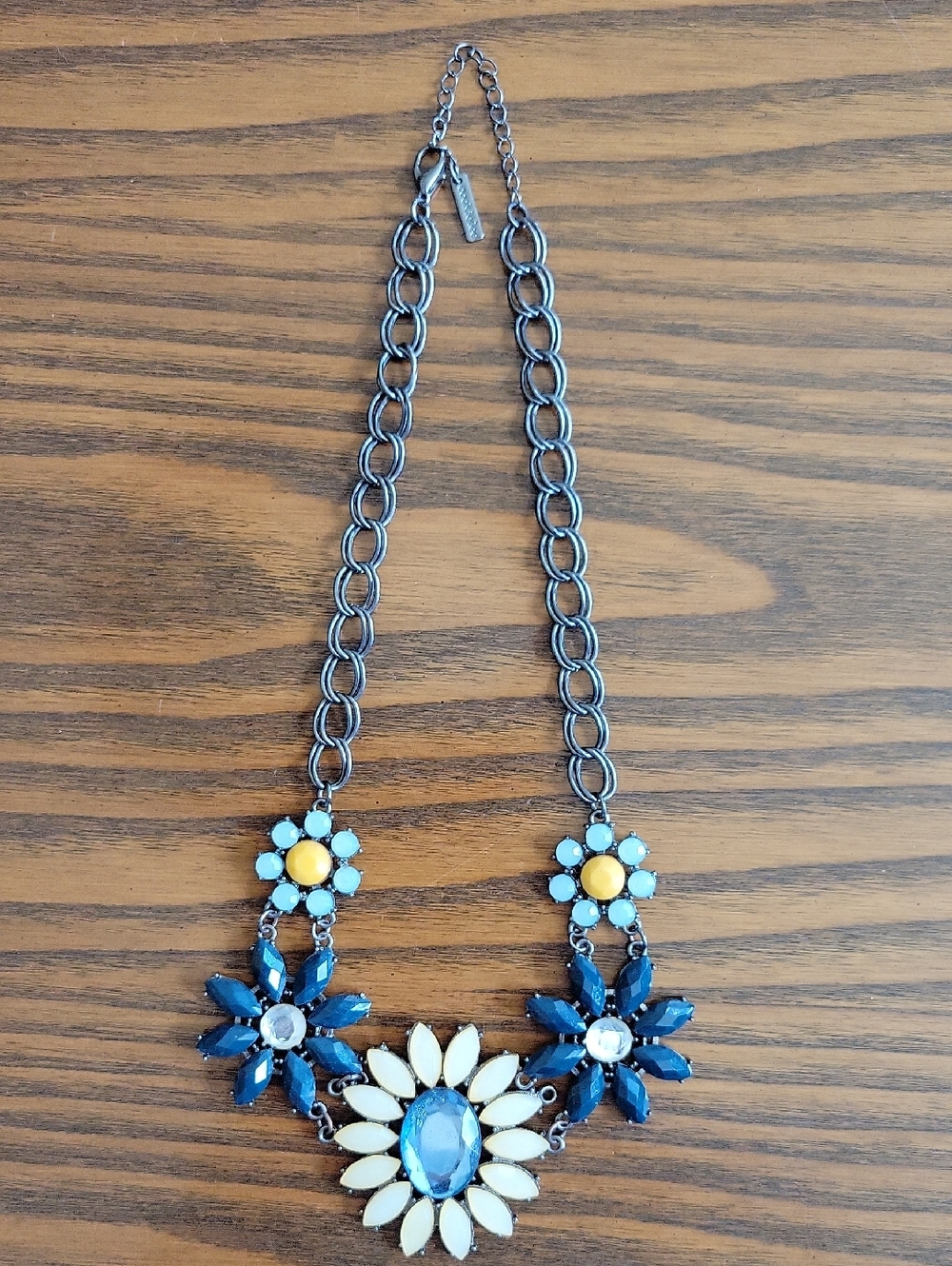 Cookie Lee Floral Necklace - Blue, White & Yellow